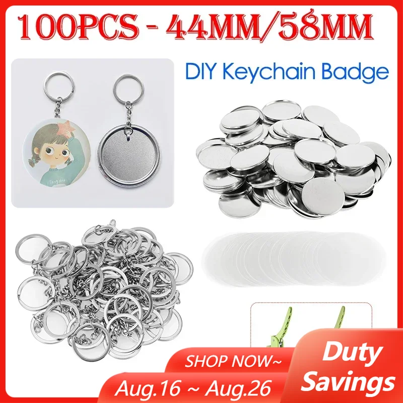 100PCS 44mm 58mm Keychains Bad - Button Badge Blank ulasan dan harga